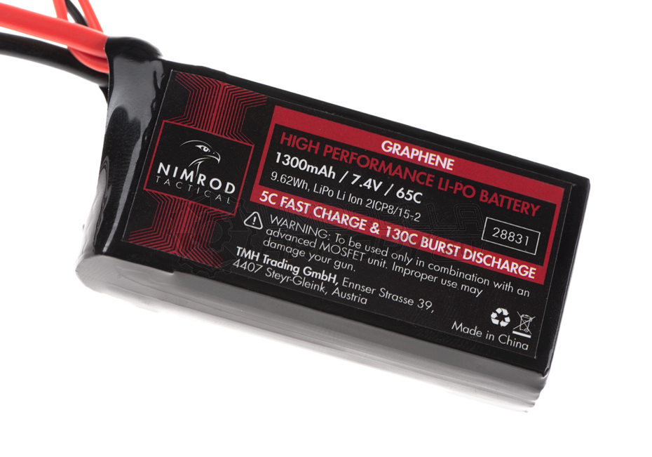 Lipo 7.4V 1300mAh 65C Graphene Mini / PEQ Type T-Plug (Nimrod)