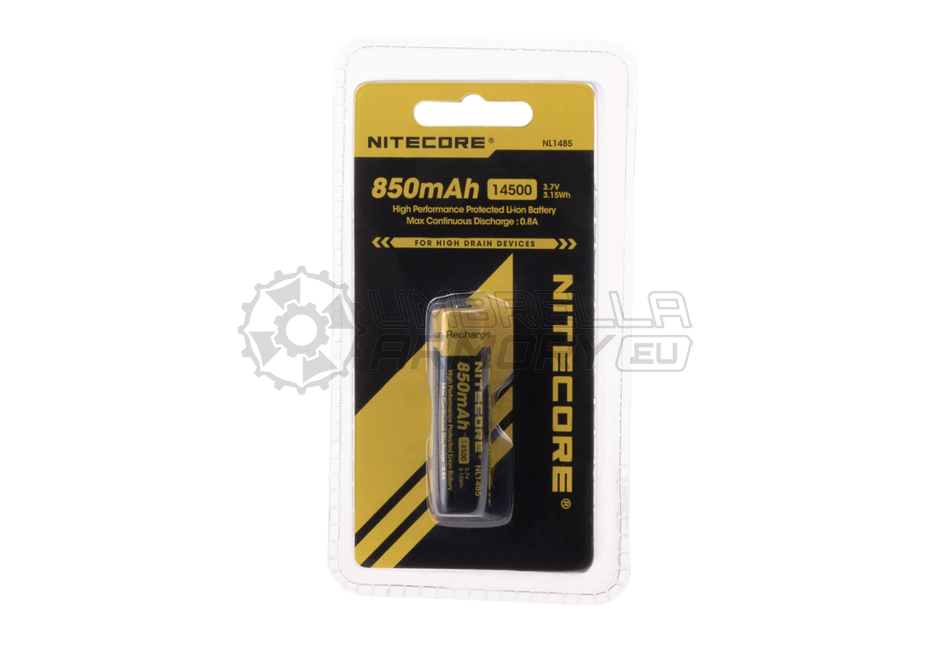 NL1485 14500 Battery 3.7V 850mAh (Nitecore)